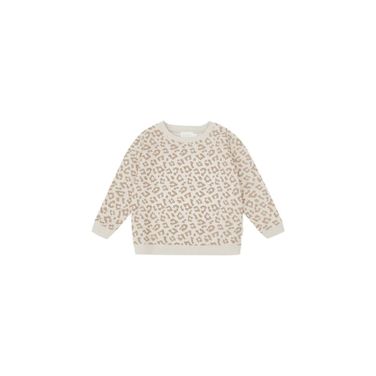 Oversize Sweater Leo in Creme mit taupefarbenem Leopardenmuster