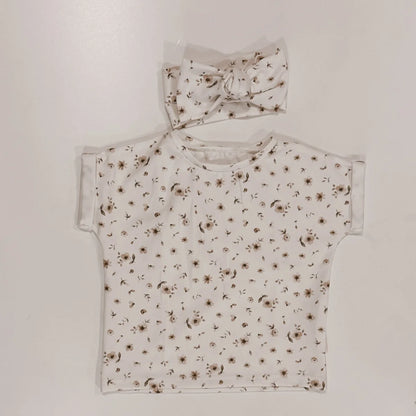 Blumenprint Babyshirt und Haarband Set im Oversized Shirt Flower Meadow Design