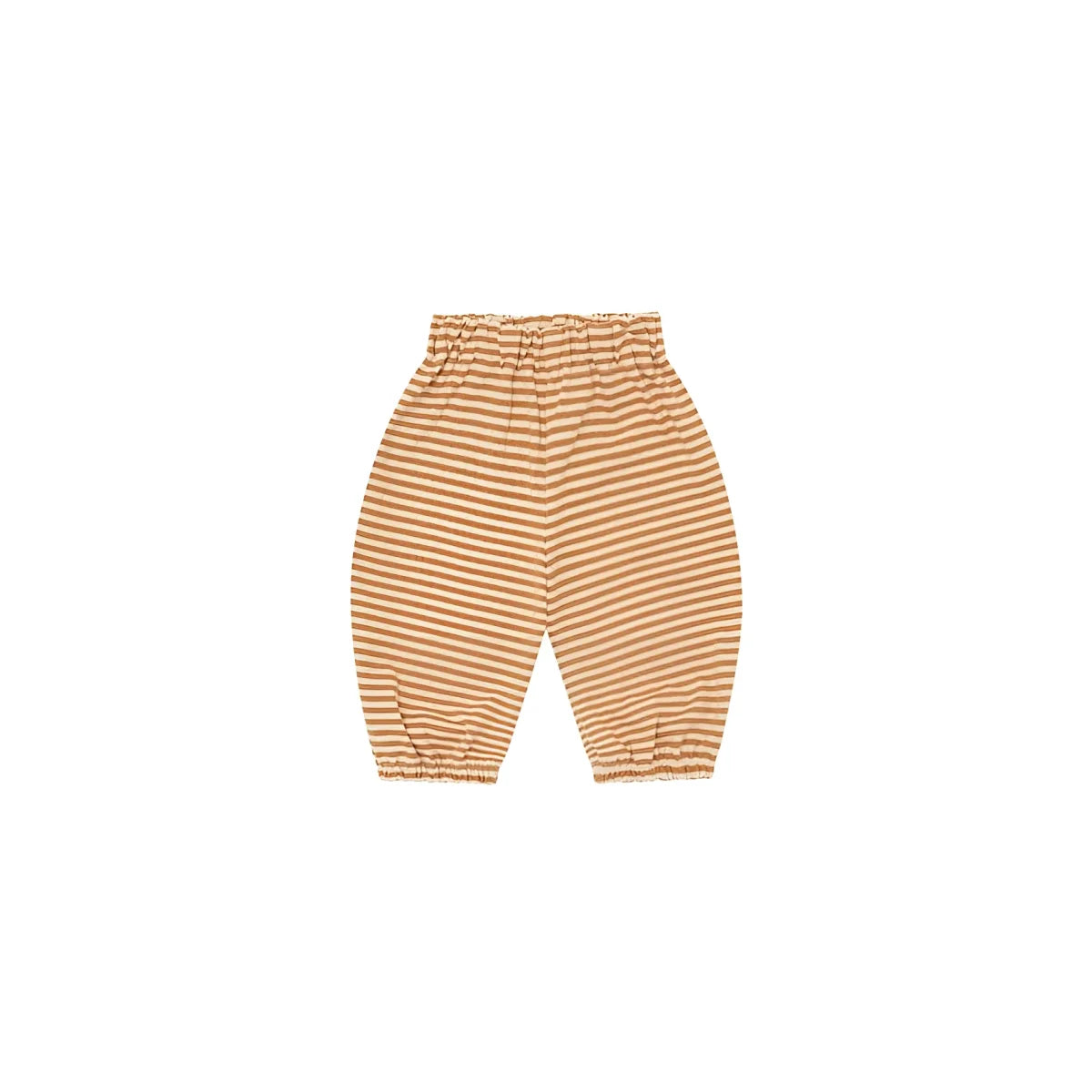 Beige und creme gestreifte Babyhose Copper Stripes mit elastischem Bund und Bündchen