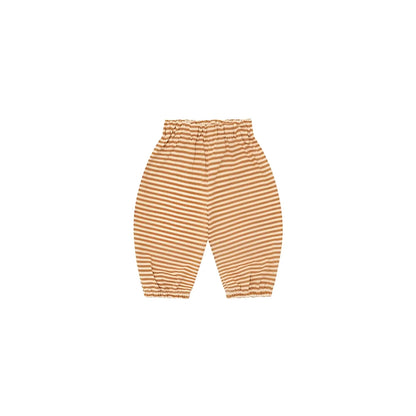Beige und creme gestreifte Babyhose Copper Stripes mit elastischem Bund und Bündchen