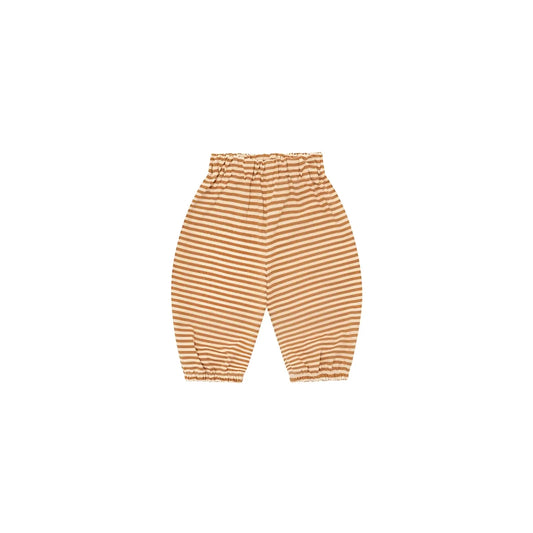 Beige und creme gestreifte Babyhose Copper Stripes mit elastischem Bund und Bündchen