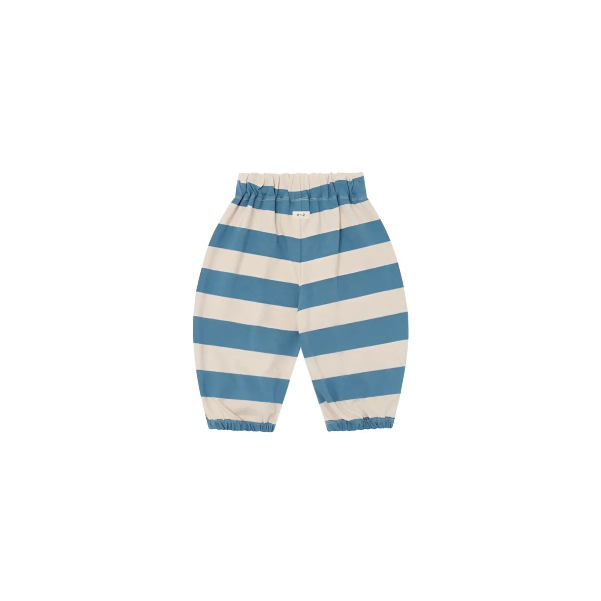 Blau und creme gestreifte Babyhose Deck Chair Stripes mit elastischem Bund und Saum