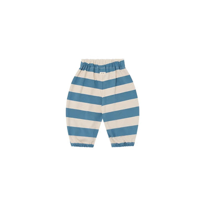 Blau und creme gestreifte Babyhose Deck Chair Stripes mit elastischem Bund und Saum