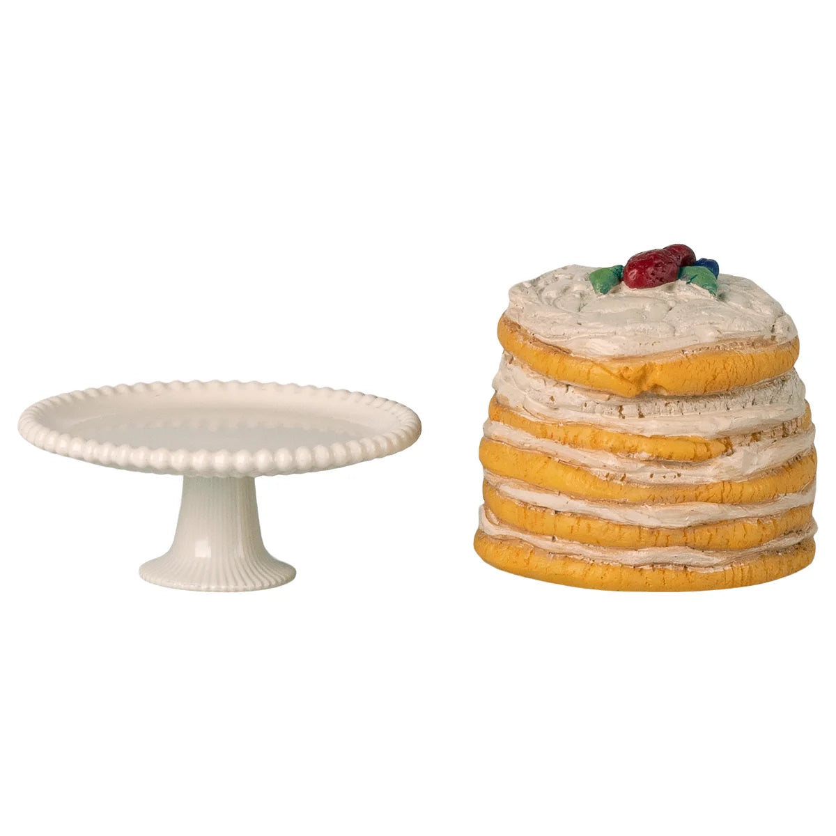 Off white keramik tortenständer mit perlenrand und geriffeltem fuß ideal für geschenke für neugeborene