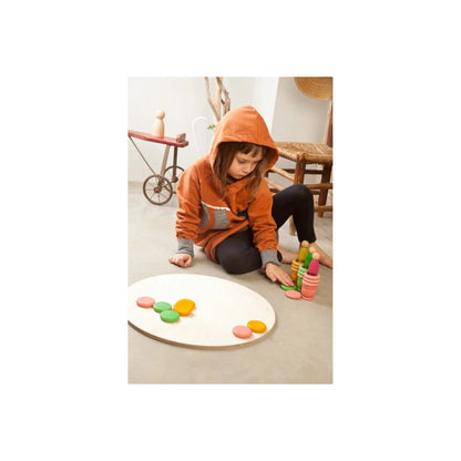 Oranger Hoodie mit Kapuze, Taschen und Kordelzügen