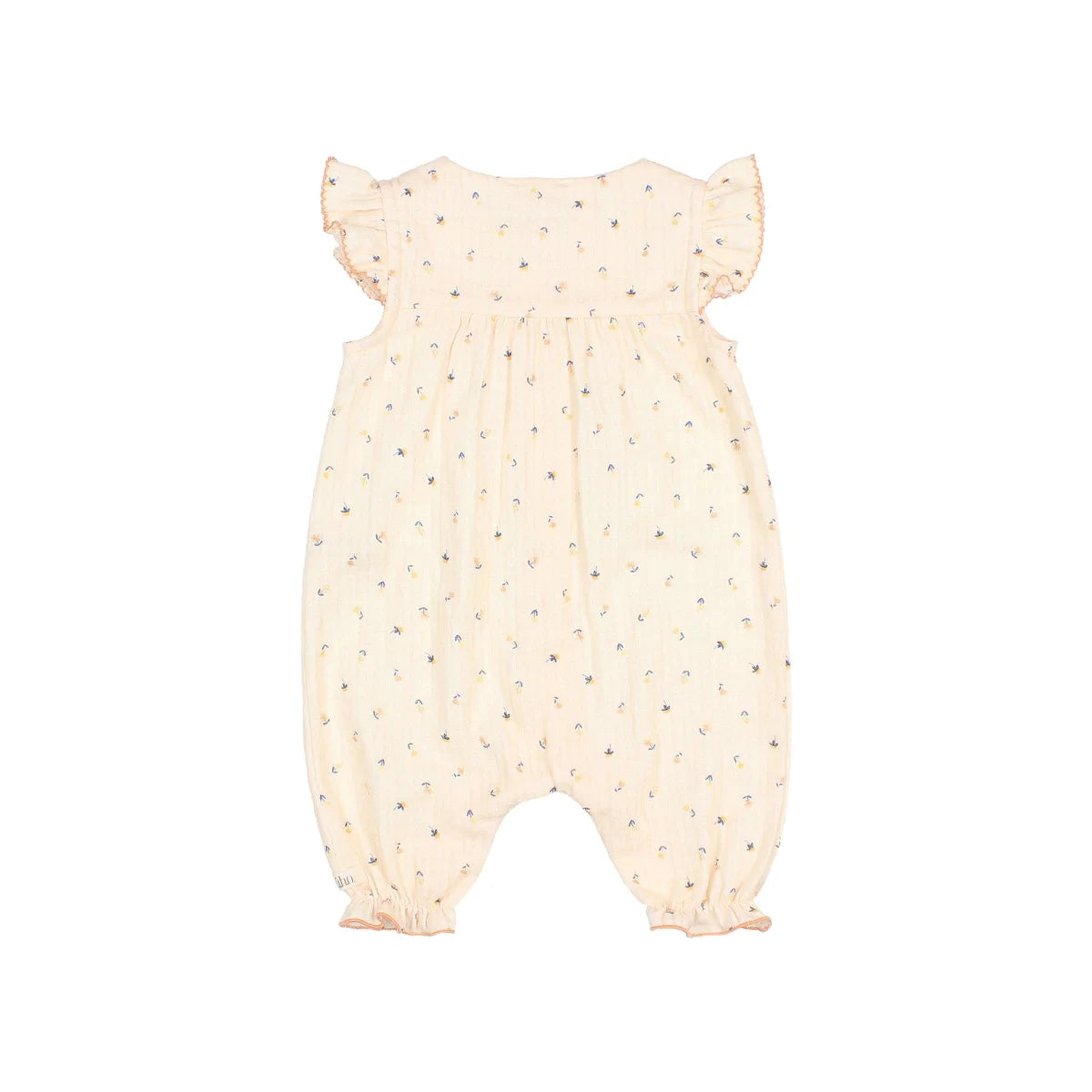 Cremefarbener Baby-Overall mit zartem Blumenmuster und flatternden Ärmeln von Unico