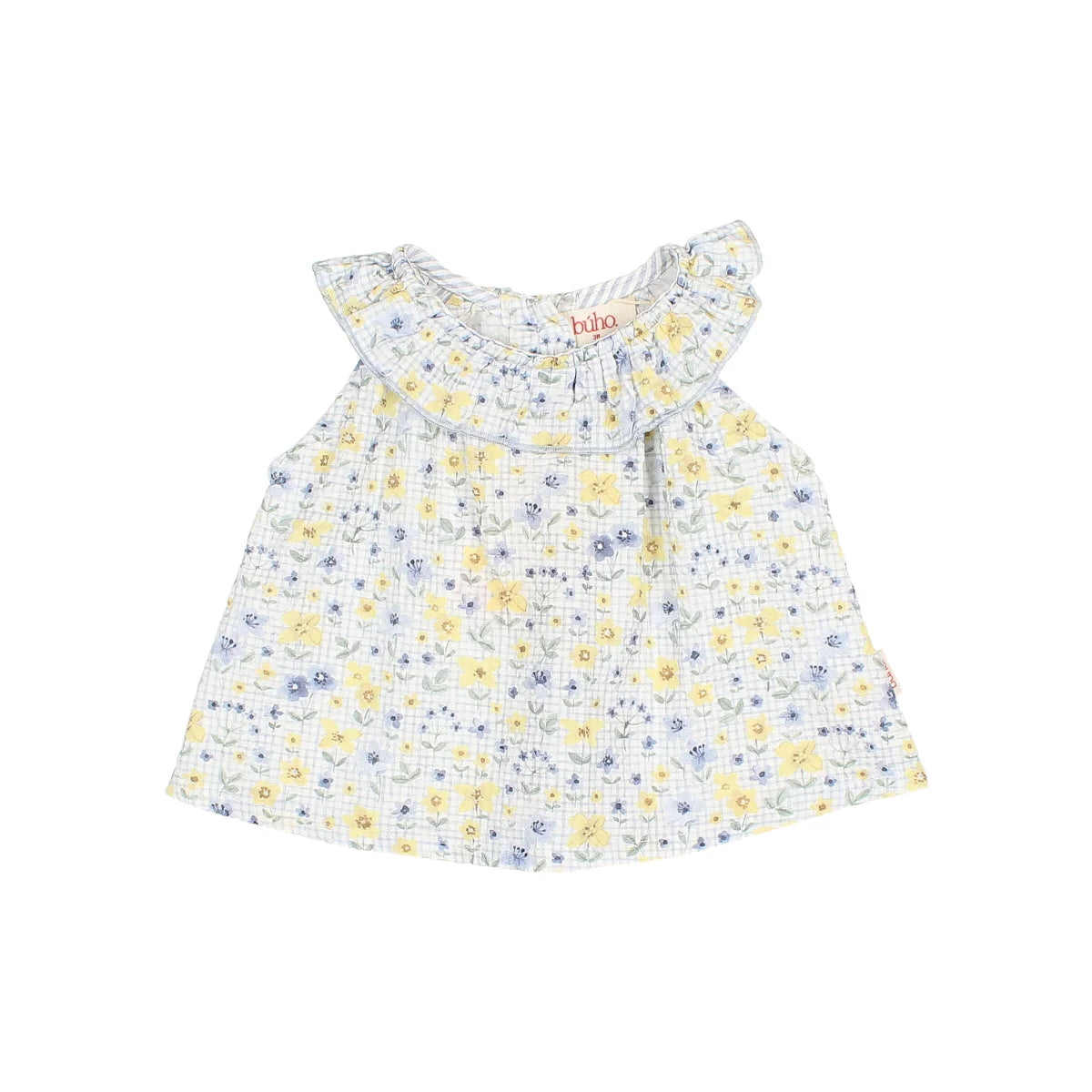 Süße Birnen Kombi Kleid: weißes Rüschenkleid mit Blumenmuster