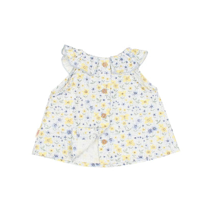 Süße Birnen Kombi Kleid mit Blumenmuster und Holzknöpfen