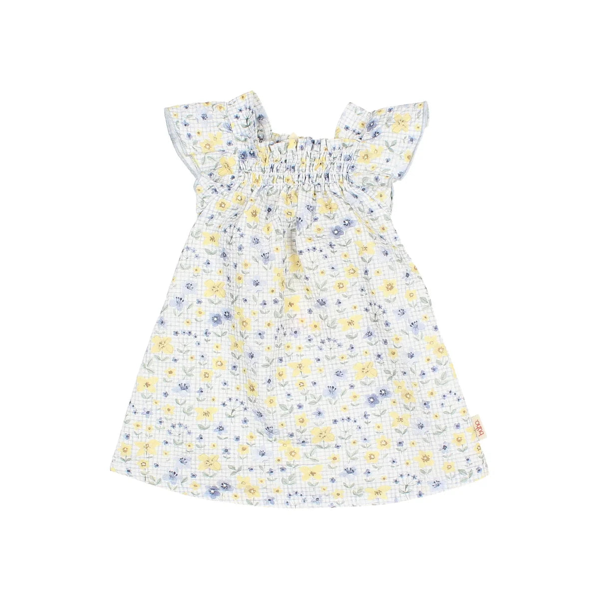 Boho-Kleid Picnic Dress Sky Blue mit Blumenmuster und Flatterärmeln
