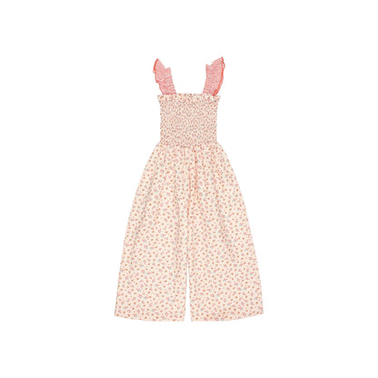 Picnic Jumpsuit Coral in zartem Pink mit Rüschen und Bündchen-Taille