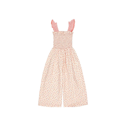 Picnic Jumpsuit Coral in zartem Pink mit Rüschen und Bündchen-Taille