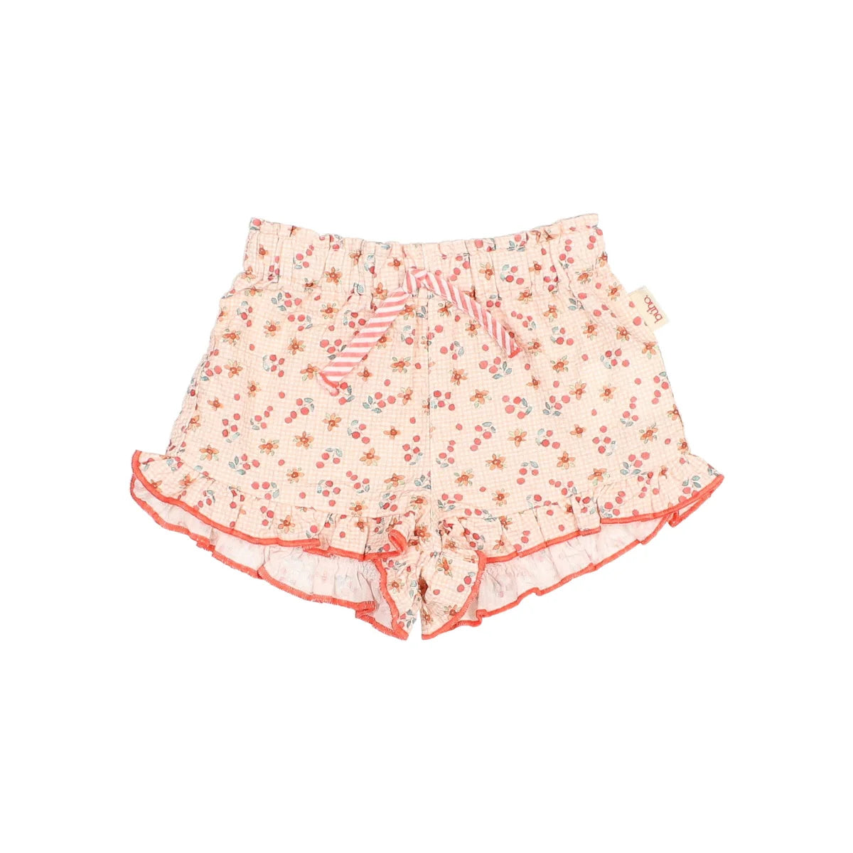 Süße Birnen Kombi Picnic Shorts in Pastellrosa mit Rüschen-Saum