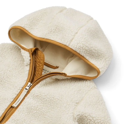 Creamfarbener Sherpa-Jacke mit beigem Reißverschlussdetail, Pile Jacket Mara