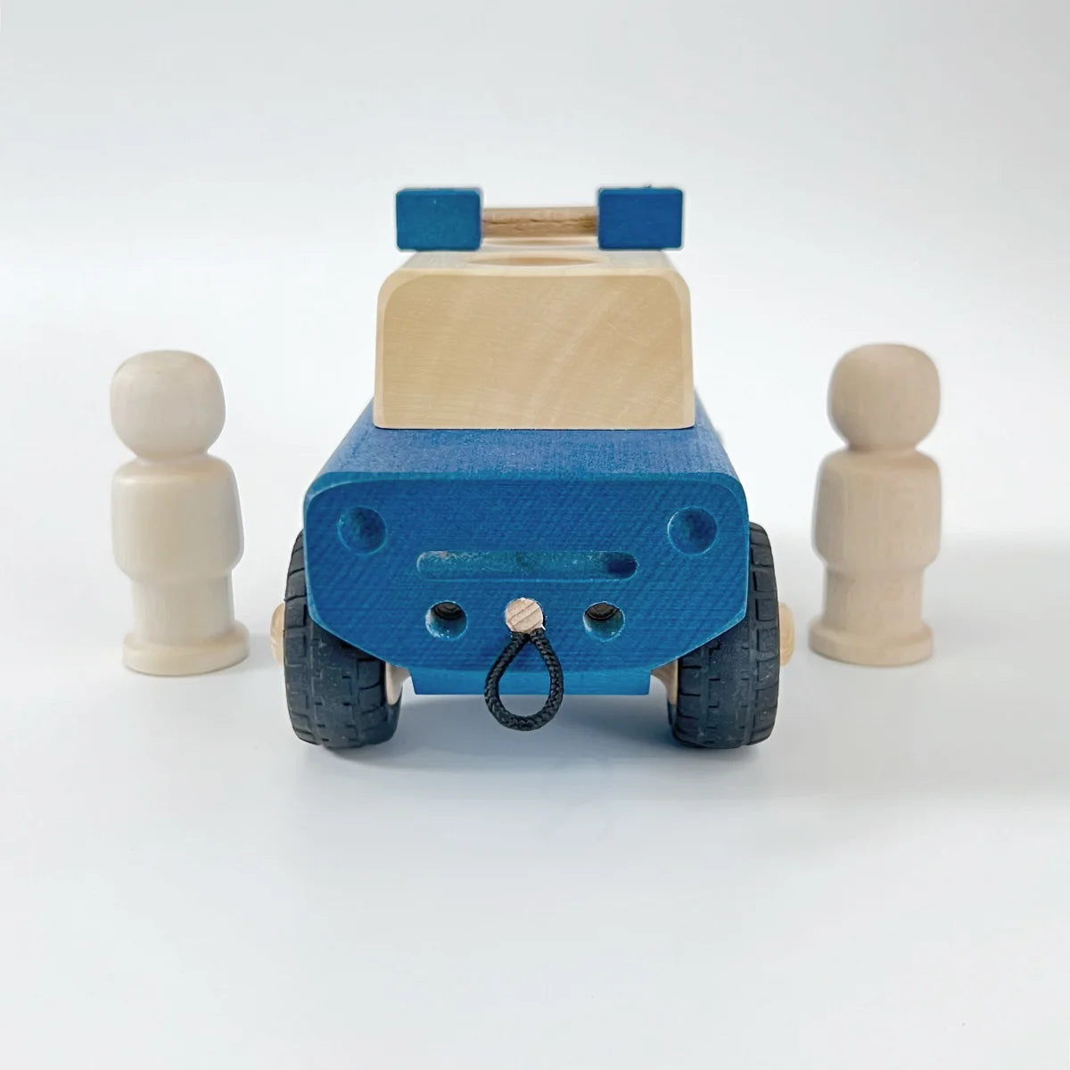 Blaue und braune Holzspielzeugauto Polizistra PIPPA für Kinder