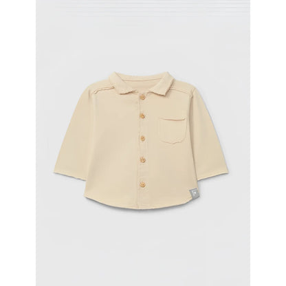Snug Poloshirt mit spitzem Kragen in Beige – Ansicht 1