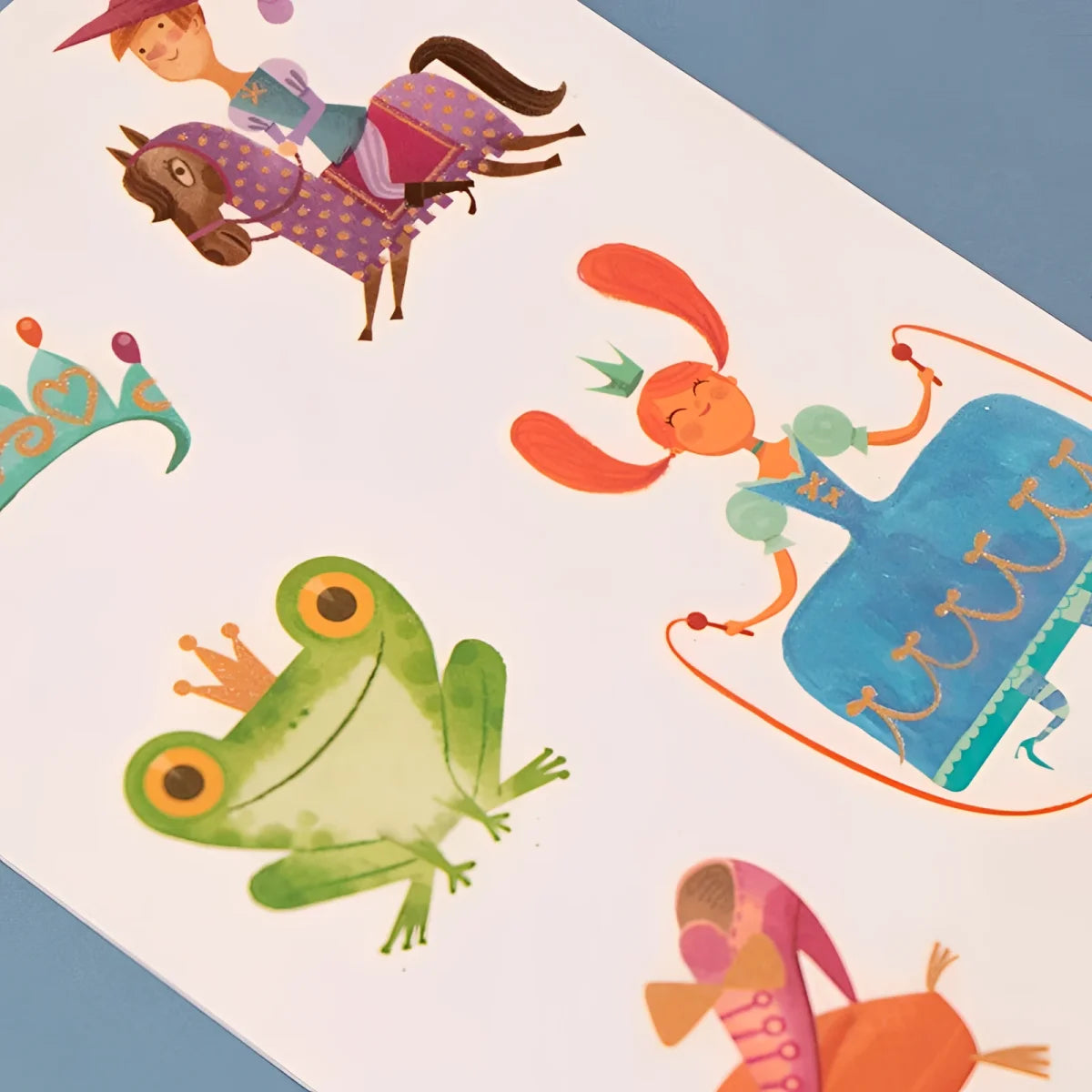 Farbige Illustrationen von Aufklebern mit verspielten Tier- und Charakterdesigns