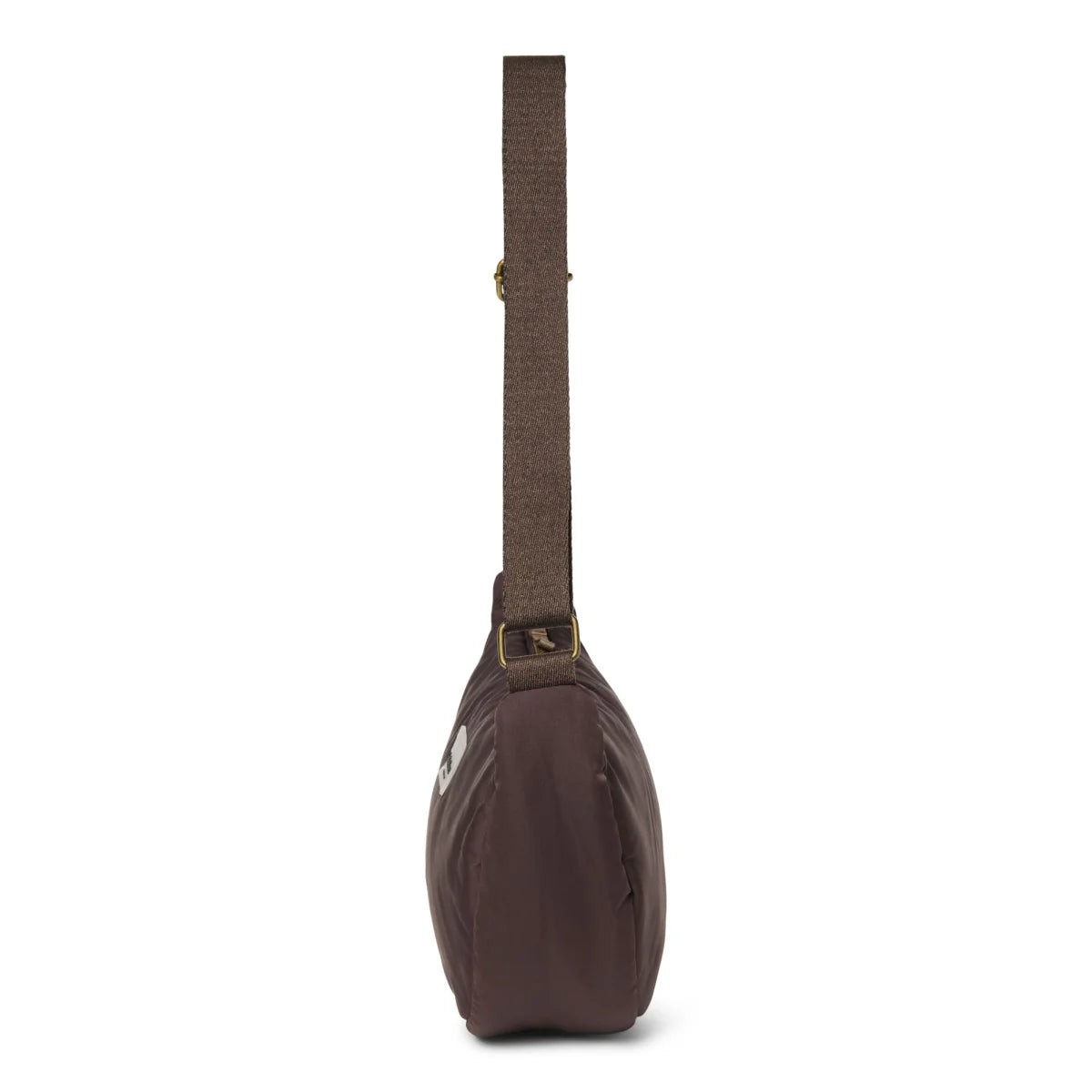 Dunkelbraune Gürteltasche mit verstellbarem Riemen und bronzener Schnalle