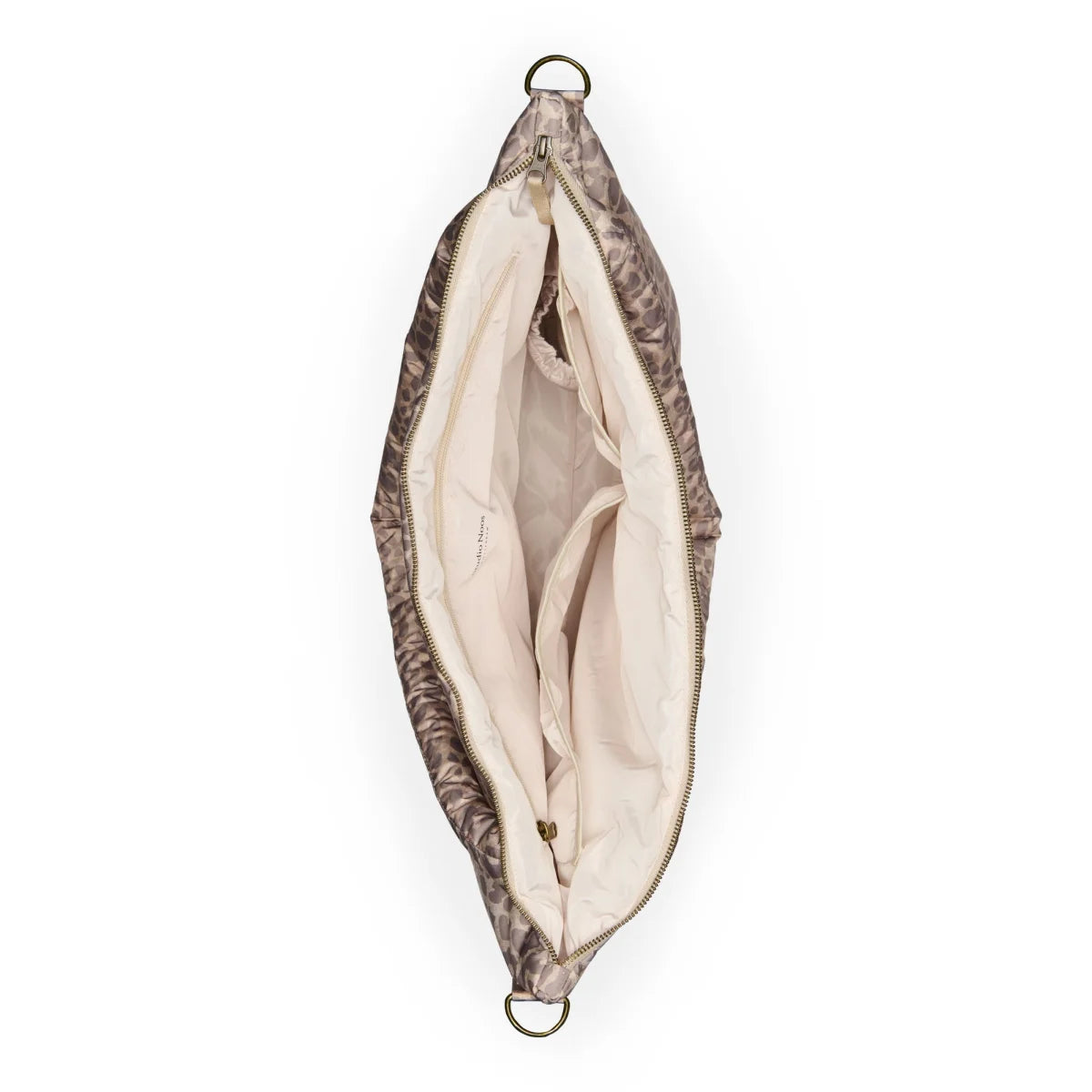 Puffy Mom Windelrucksack Beige Leopard, taupe quiltierte Tasche mit Reißverschluss