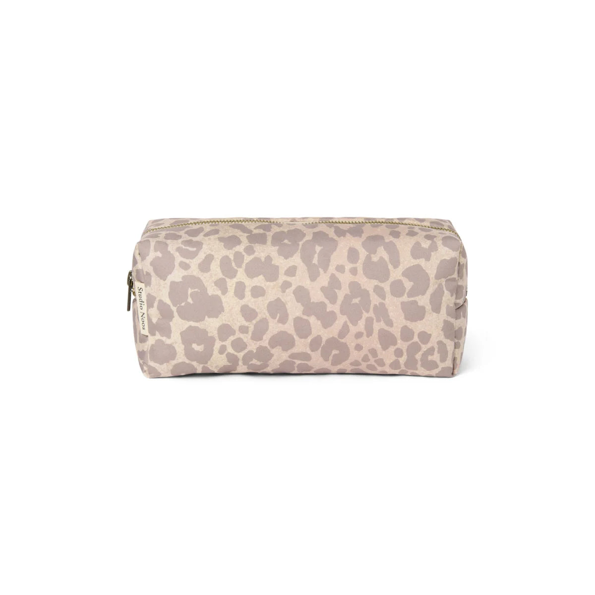 Puffy Necessaire Beige Leopard: Etui mit Leopard-Print und goldenem Reissverschluss