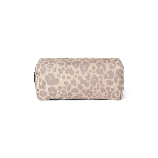 Puffy Necessaire Beige Leopard: Etui mit Leopard-Print und goldenem Reissverschluss
