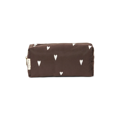 Studio Noos Puffy Necessaire in Brown Hearts