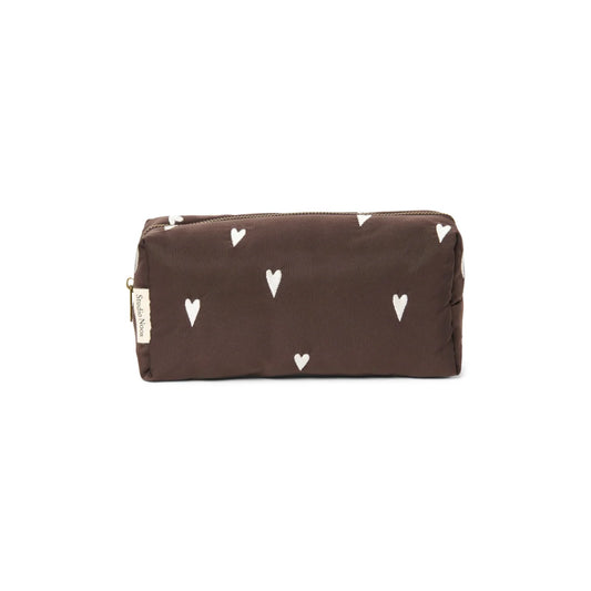 Studio Noos Puffy Necessaire in Brown Hearts