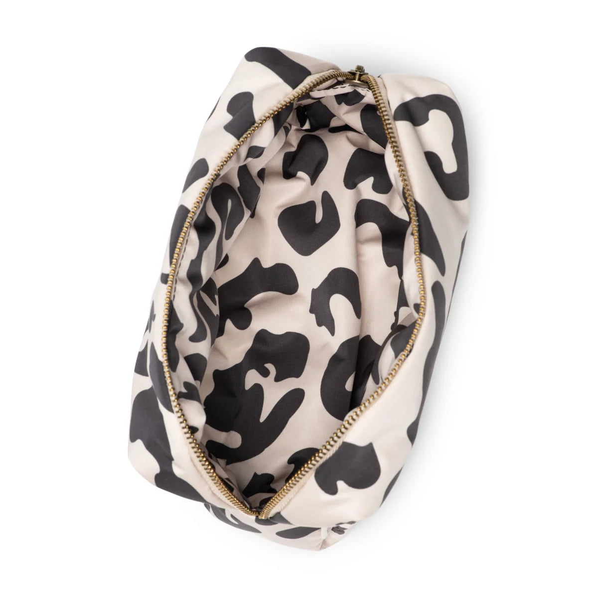 Leopard-print Kosmetiktasche mit goldenen Reißverschluss von Puffy Necessaire