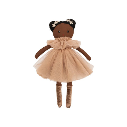 Weiche handgefertigten Puppen Puppe Dollies in beigem Tüllkleid mit Blumenhaarschmuck