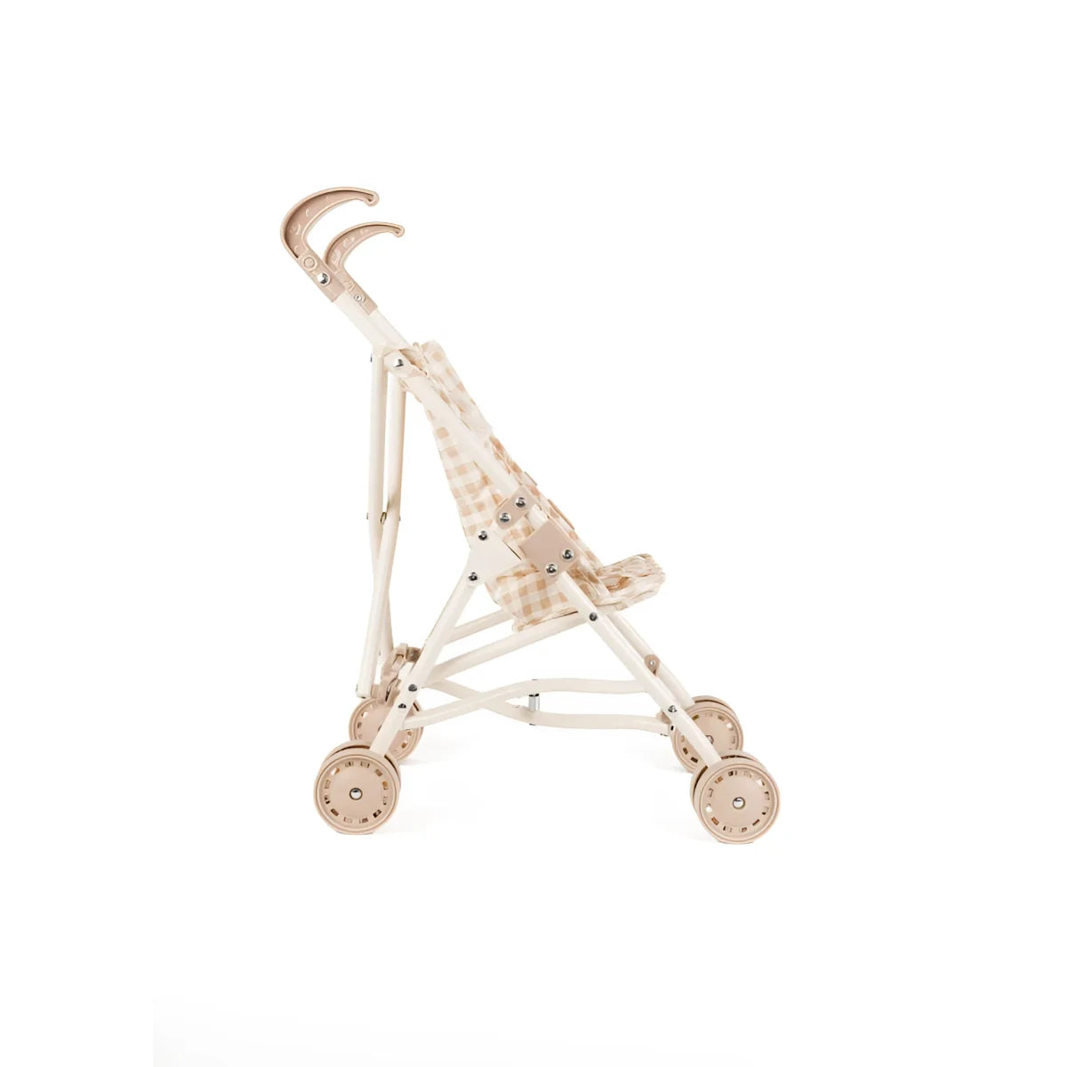 Spielzeug-Babylieferwagen mit Polka-Dot-Muster und rosegoldenen Akzenten