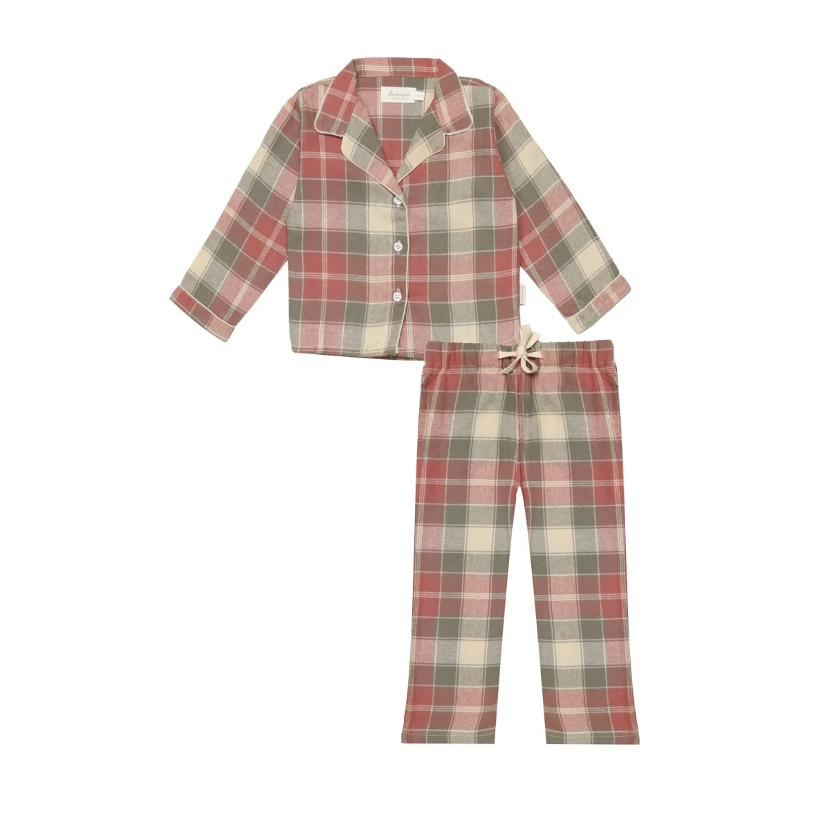 Leevje Pyjama Set Adult aus Flanell in Red Green Checked