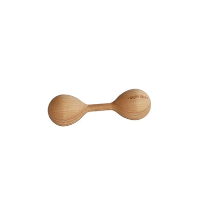 Rassel Lark: leichte braune Holzmaraca mit glatten Enden und natürlicher Holzmaserung
