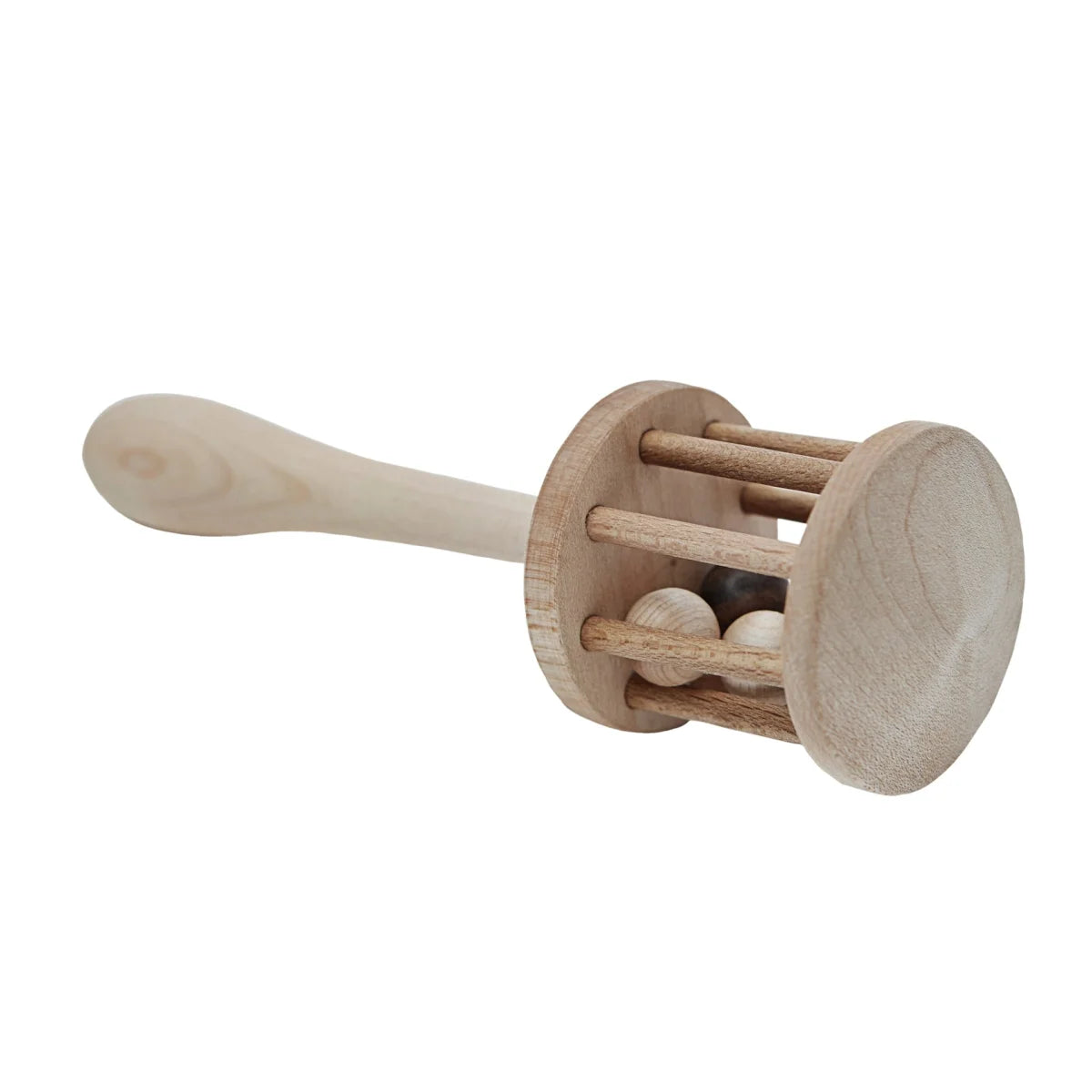 Helle holz baby rassel rassel nighthawk mit glattem griff und weißen kugeln, ökologische baby- & kinderprodukte