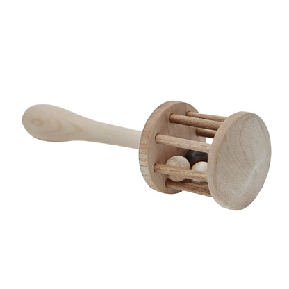 Helle holz baby rassel rassel nighthawk mit glattem griff und weißen kugeln, ökologische baby- & kinderprodukte
