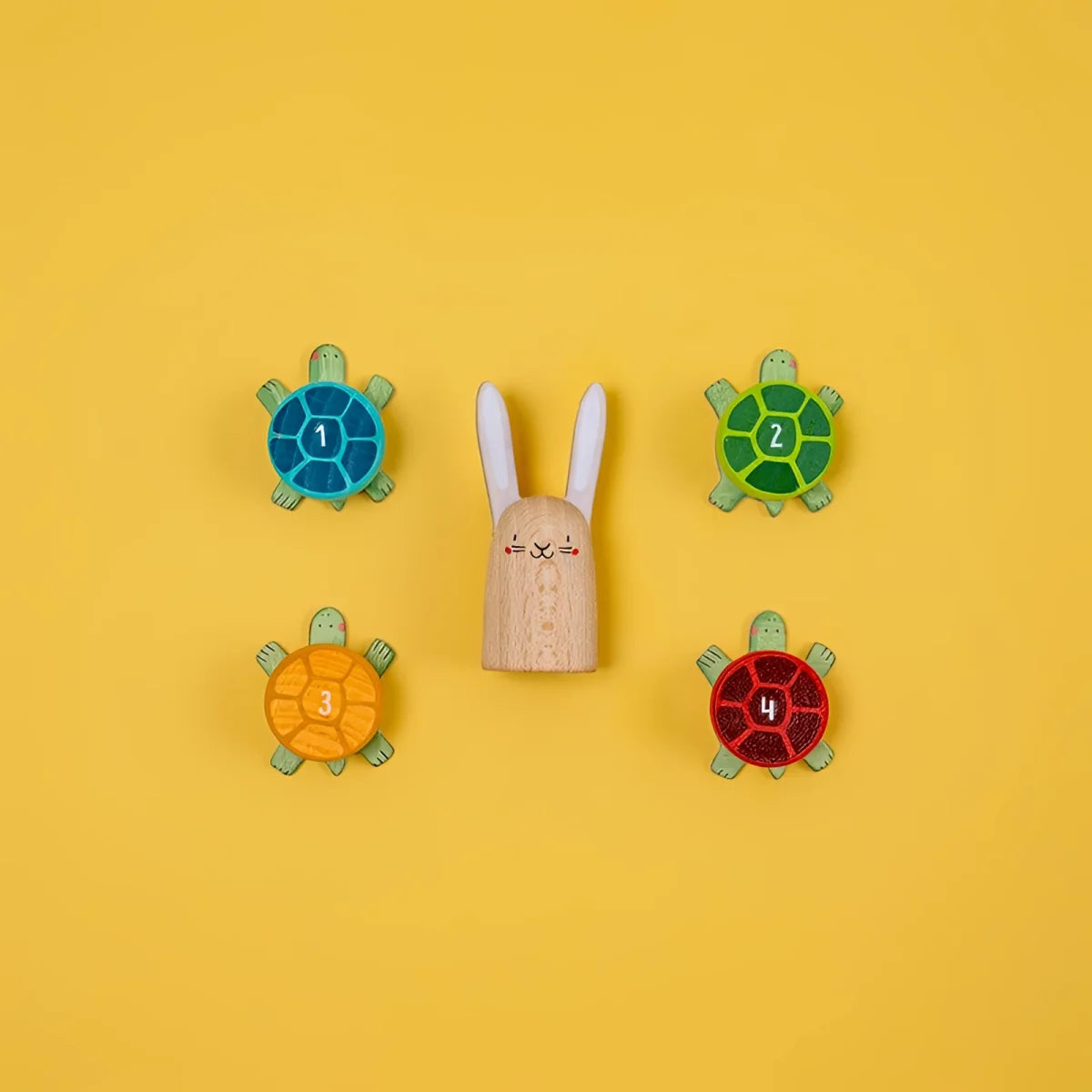 Holzhasen-Spielzeug mit weißen Ohren im Ready Steady Go Game