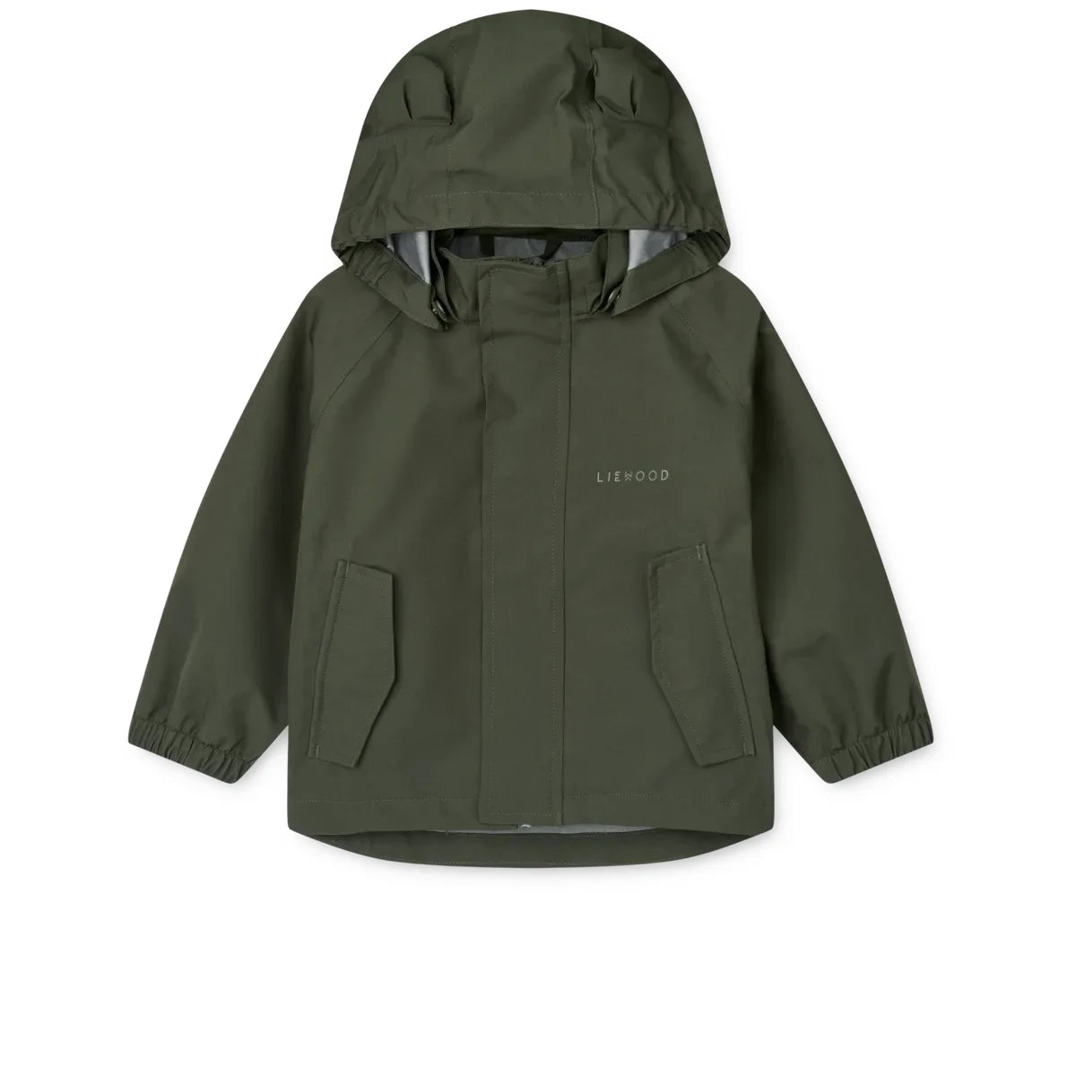 Olivegrüner Kapuzen-Regenjacke aus dem Regenbekleidungsset Manu von Hunter Green