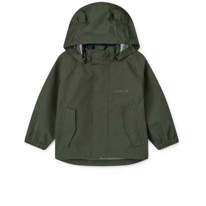 Olivegrüner Kapuzen-Regenjacke aus dem Regenbekleidungsset Manu von Hunter Green