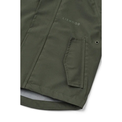 Olivegrüne Jacke mit Tasche aus dem Regenbekleidungsset Manu Hunter green