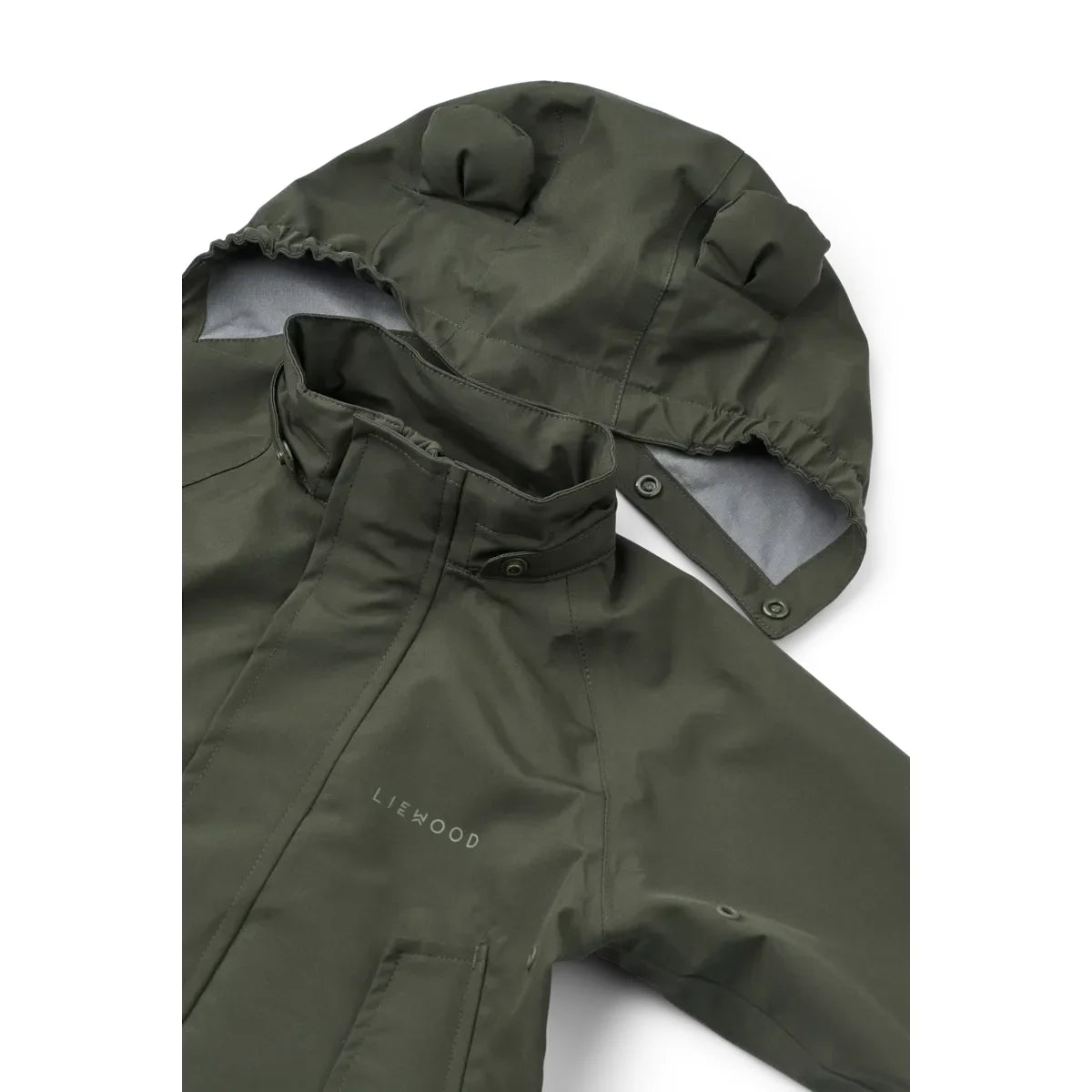 Grüner Regenjacken-Set Manu mit Bärenohr-Hoodie, Hunter Green, wasserdichtes Outdoorkleid