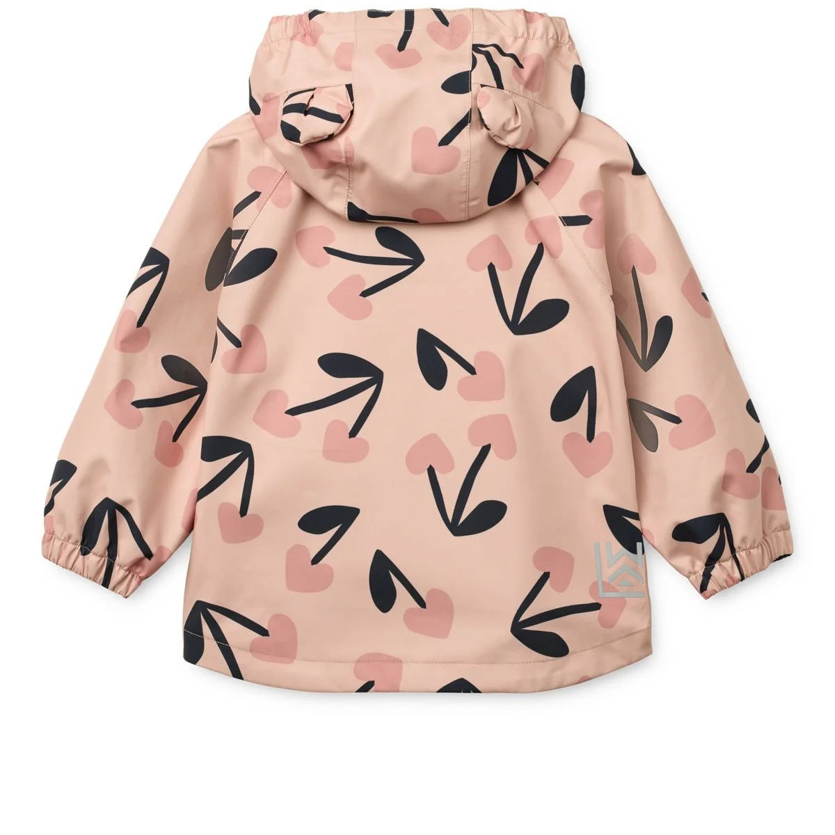Rosa regenbekleidungsset manu mega cherry heart rosey mix mit spielerischem kirschmuster und kapuze mit ohrdetails