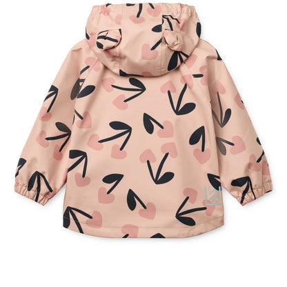 Rosa regenbekleidungsset manu mega cherry heart rosey mix mit spielerischem kirschmuster und kapuze mit ohrdetails