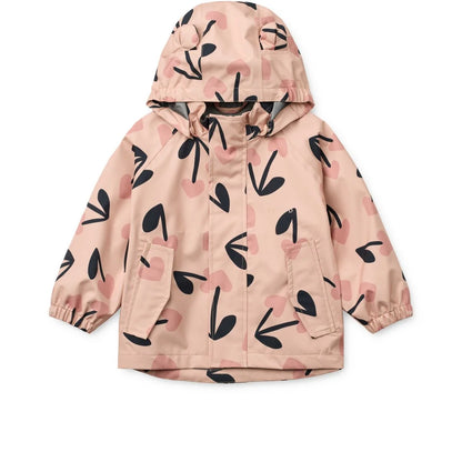 Pinkregenjacke regenbekleidungsset manu mit kirschenmuster und kapuze mit ohren in rosey mix design