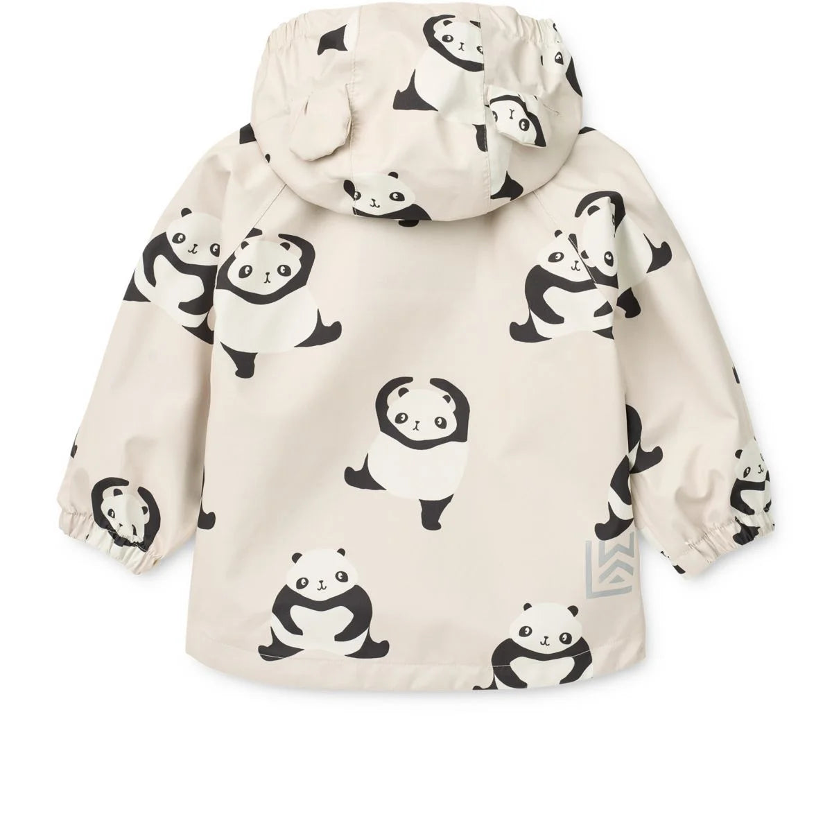 Beige Regenjacke für Kinder mit Panda-Motiven aus recyceltem Polyester
