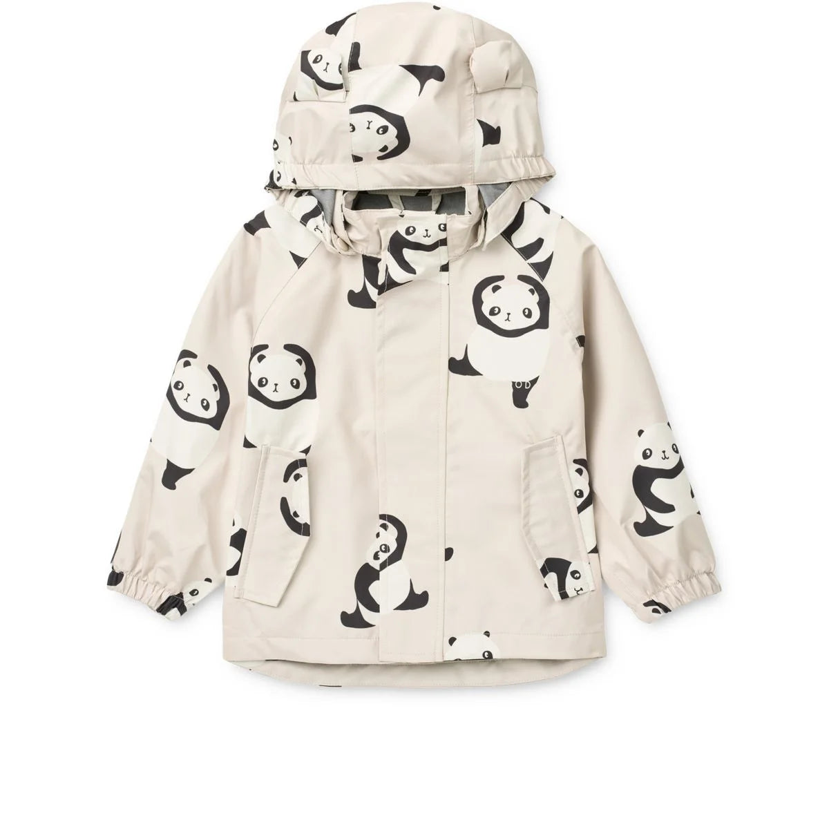 Beige Regenbekleidungsset Manu Panda Sandy mit Panda-Motiven aus recyceltem Polyester