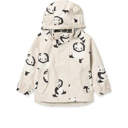 Beige Regenbekleidungsset Manu Panda Sandy mit Panda-Motiven aus recyceltem Polyester