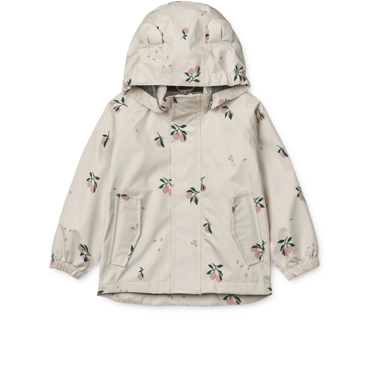 Beige kapuzenjacke mit floralen Mustern im Regenbekleidungsset Manu | Peach Sea shell