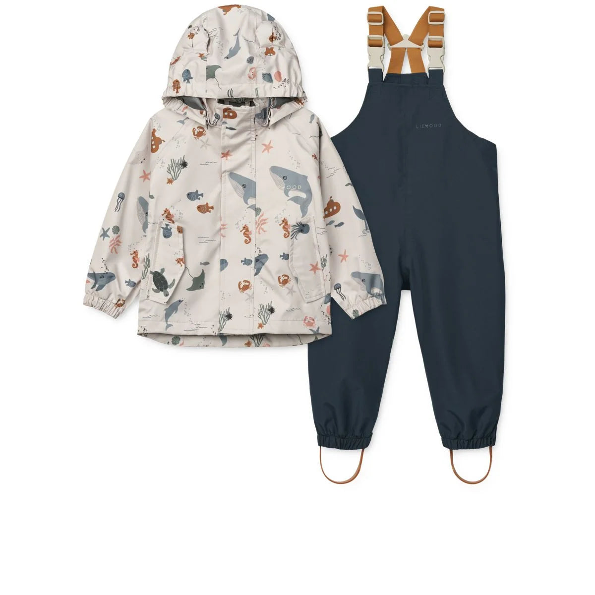 Kinderschutzanzug mit Jacke und Latzhose im Design Meeresbewohner Sandy
