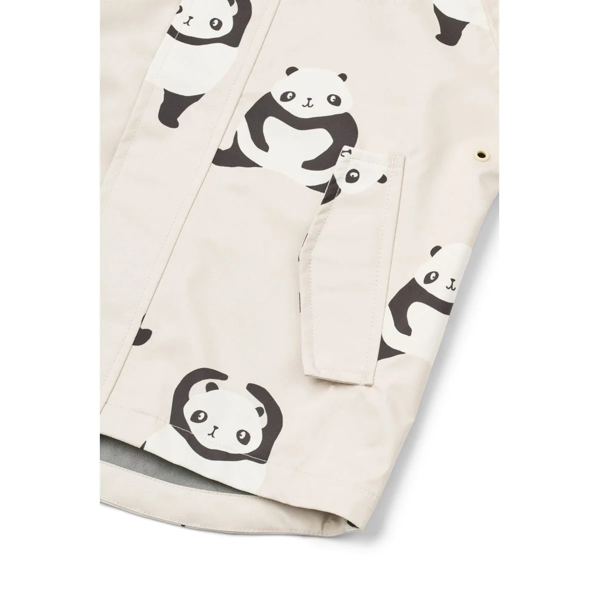 Beige Regenbekleidungsset PEDIA mit Panda-Muster aus recyceltem Polyester