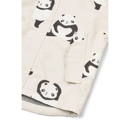 Beige Regenbekleidungsset PEDIA mit Panda-Muster aus recyceltem Polyester