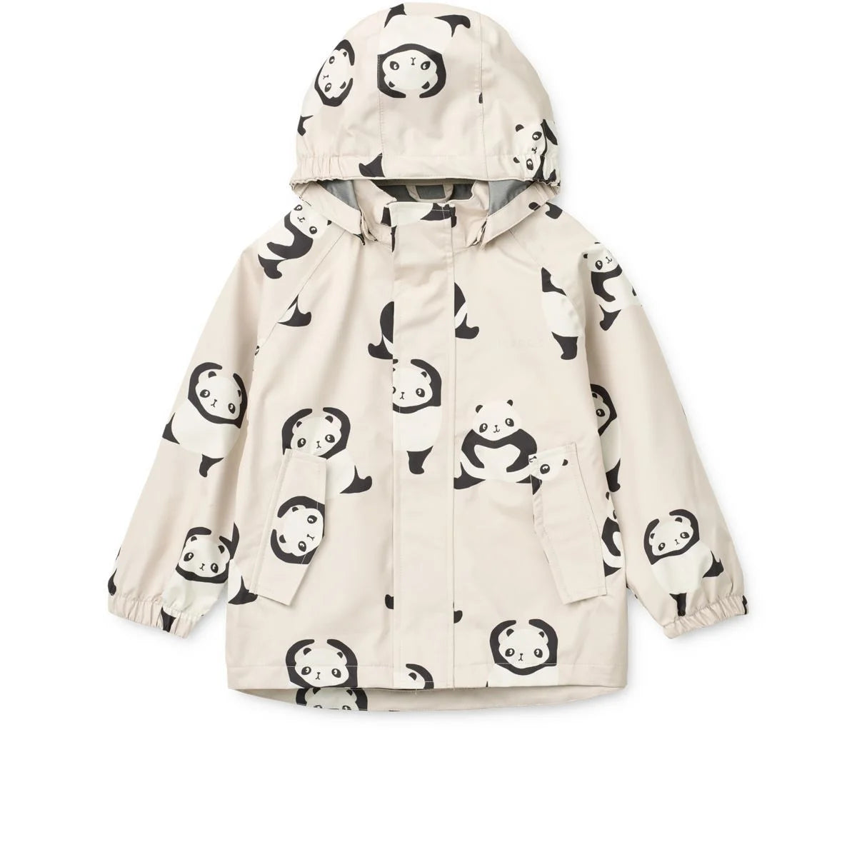 Beige Regenjacke mit Panda-Motiven aus recyceltem Polyester, Liewood Regenbekleidungsset Pedia