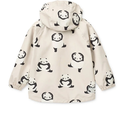 Beige Regenbekleidungsset PEDIA mit Panda-Motiven aus recyceltem Polyester